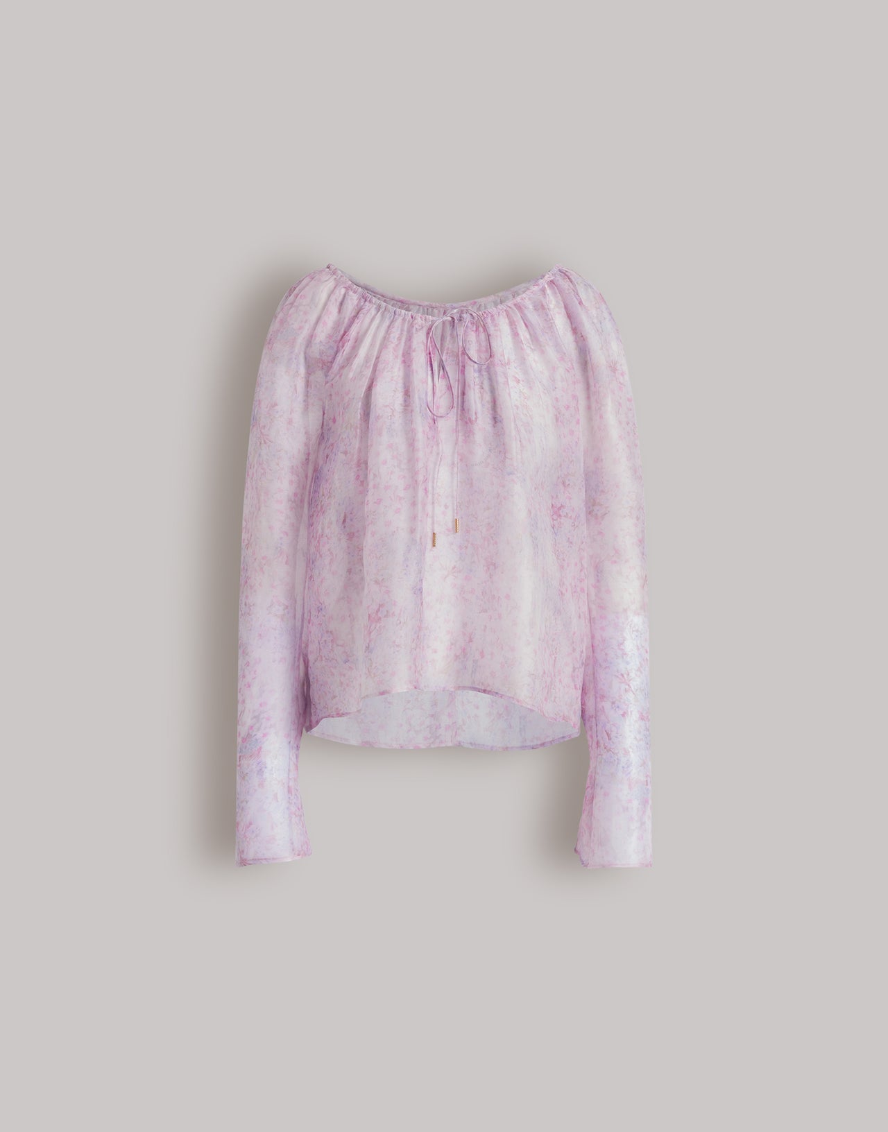 Silk organza blouse with floral print Purple Alberta Ferretti Boutique Online 1