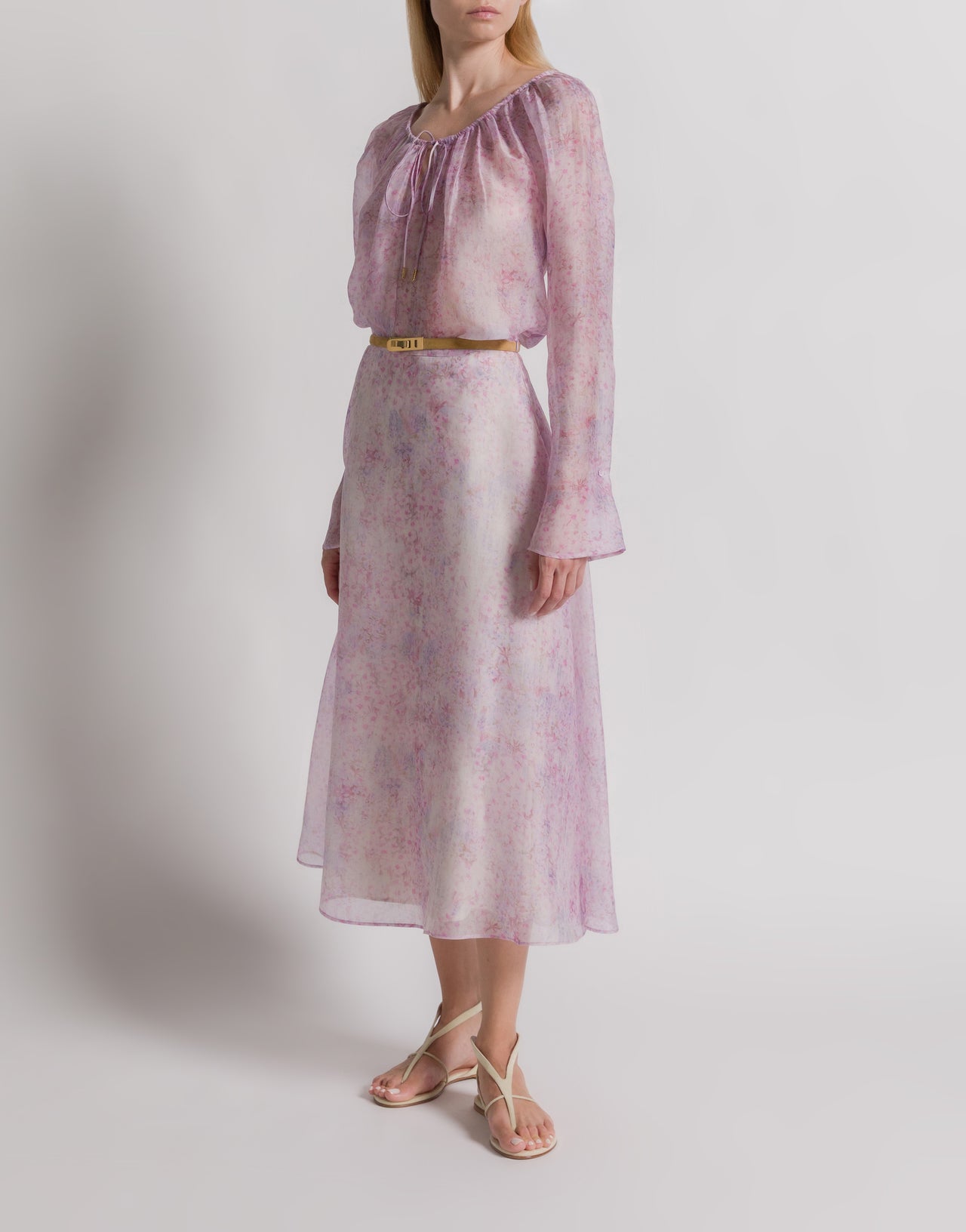 Silk organza blouse with floral print Purple Alberta Ferretti Boutique Online 2