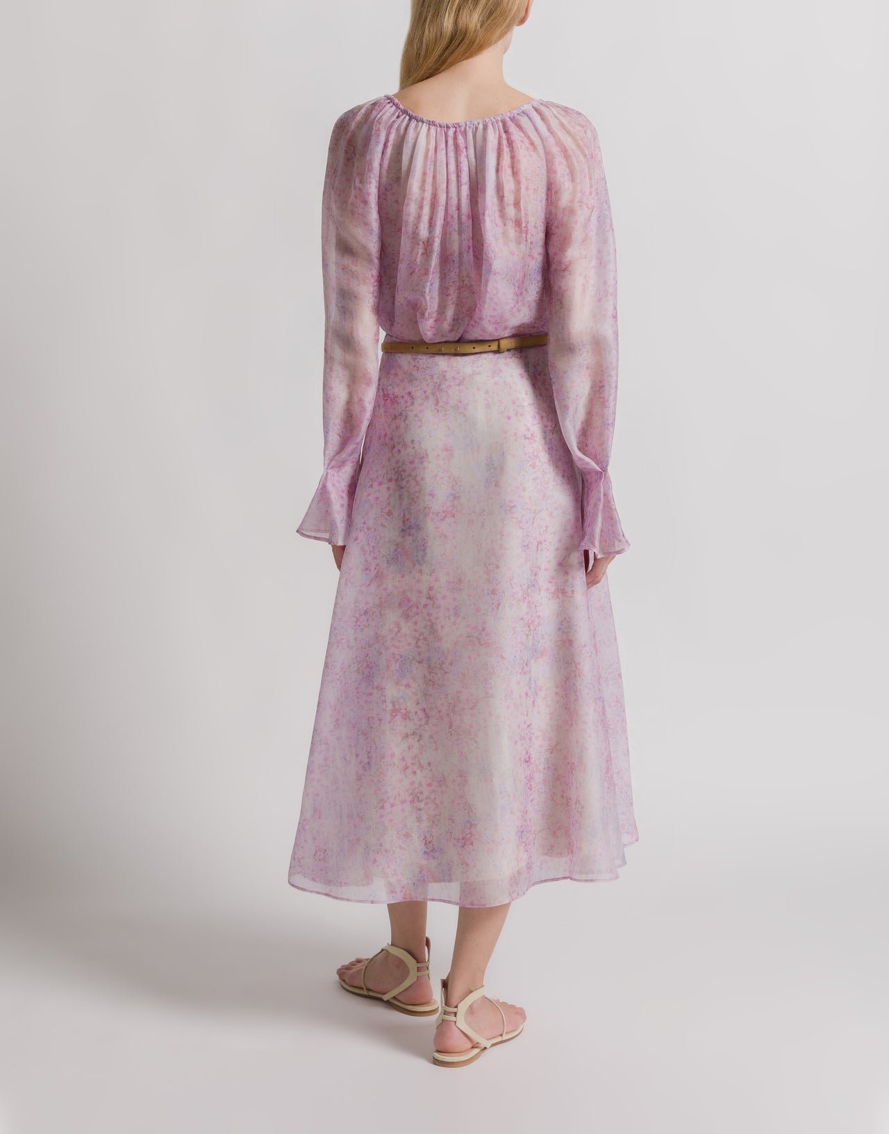 Silk organza blouse with floral print Purple Alberta Ferretti Boutique Online 3