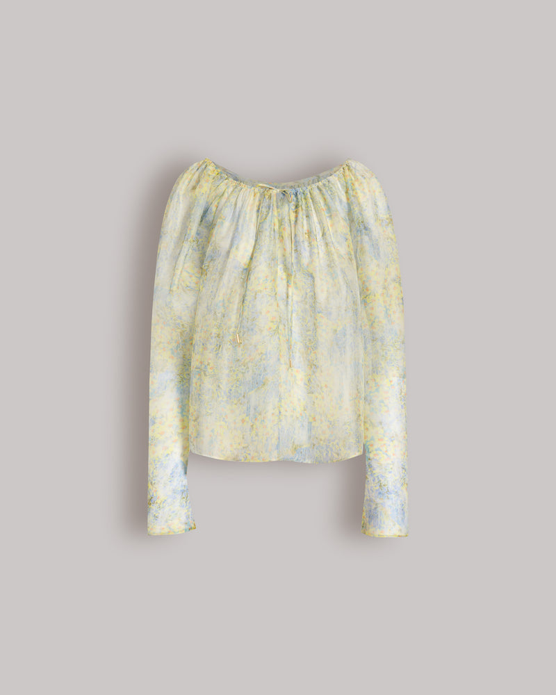 Silk organza blouse with floral print Yellow Alberta Ferretti Boutique Online 0