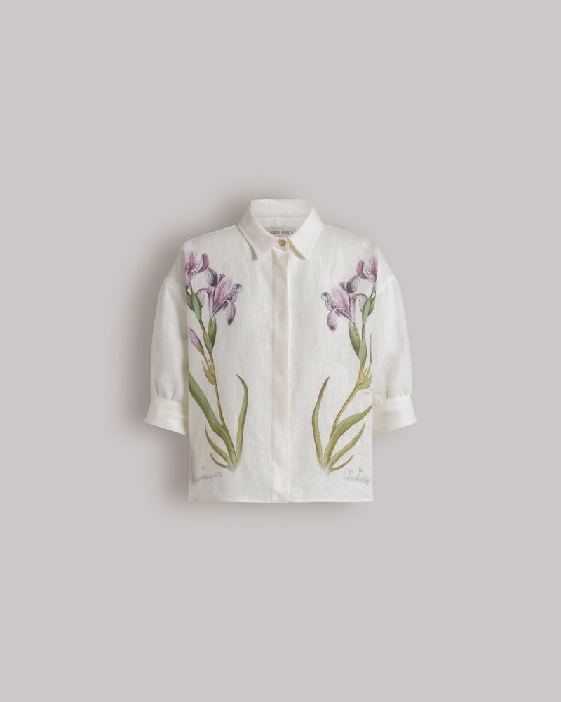 Linen shirt with floral print White Alberta Ferretti Boutique Online 0