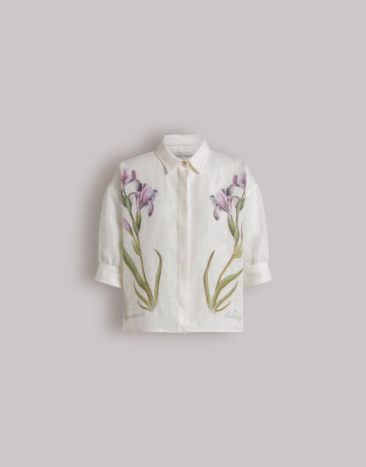 Linen shirt with floral print White Alberta Ferretti Boutique Online 1