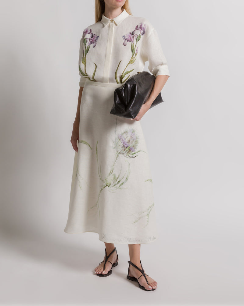 Linen shirt with floral print White Alberta Ferretti Boutique Online 1