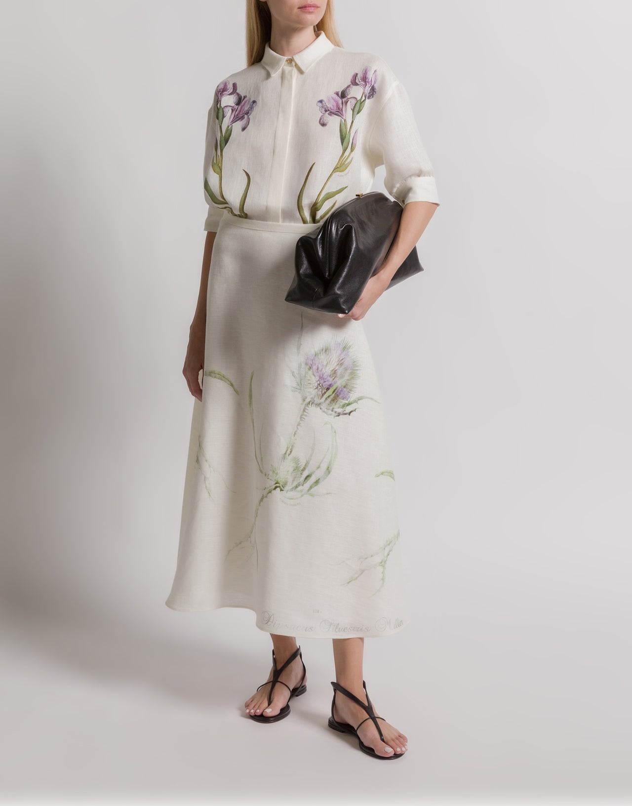 Linen shirt with floral print White Alberta Ferretti Boutique Online 2