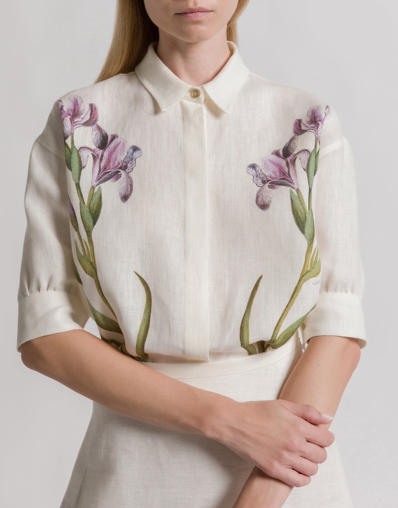 Linen shirt with floral print White Alberta Ferretti Boutique Online 4