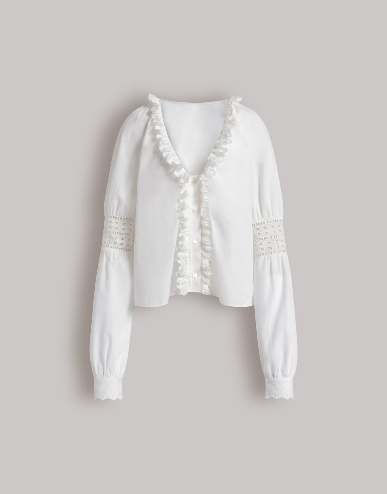 Camicetta in popeline con scollo a V Bianco Alberta Ferretti Boutique Online 4