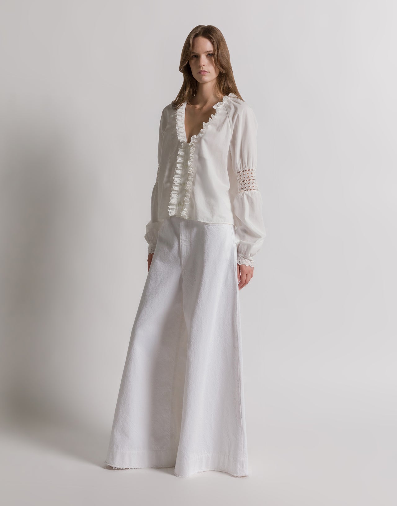 Camicetta in popeline con scollo a V Bianco Alberta Ferretti Boutique Online 2
