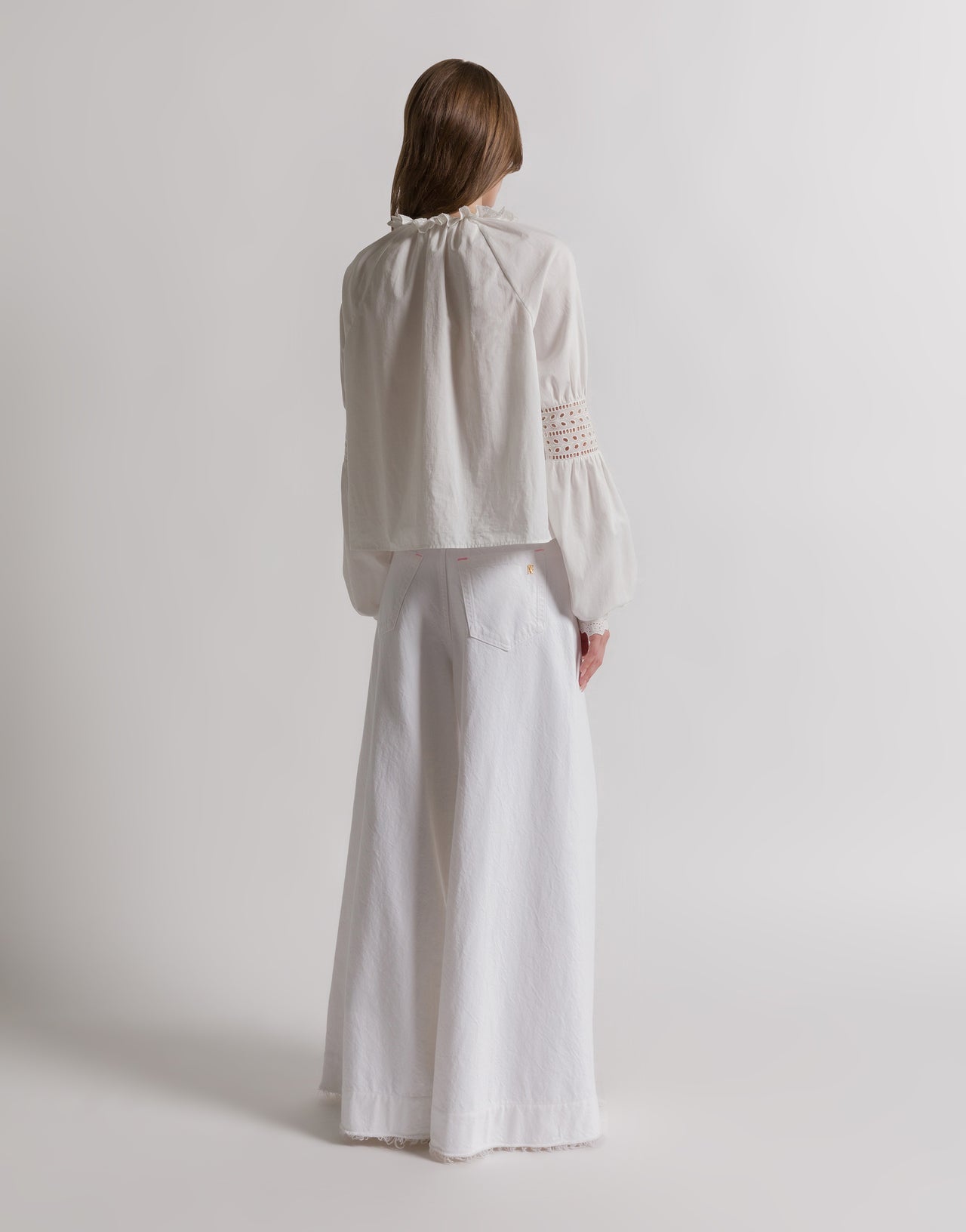 Camicetta in popeline con scollo a V Bianco Alberta Ferretti Boutique Online 3