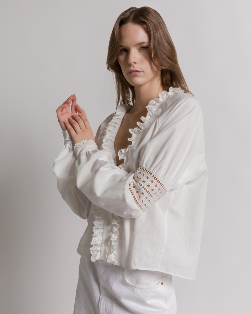 V-neck poplin blouse White Alberta Ferretti Boutique Online 0