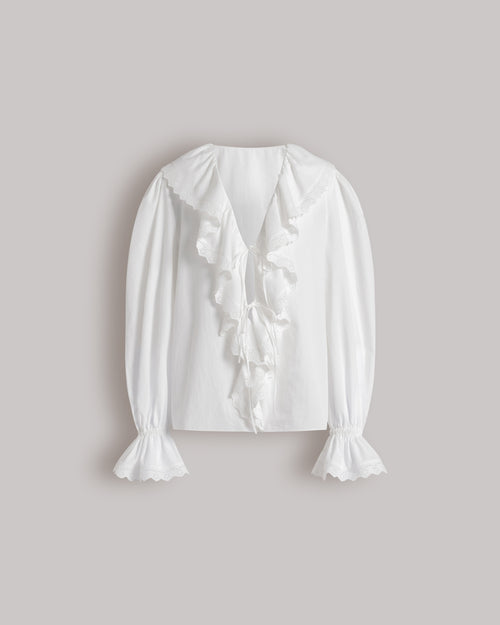 Poplin blouse with ruffles White Alberta Ferretti Boutique Online 0