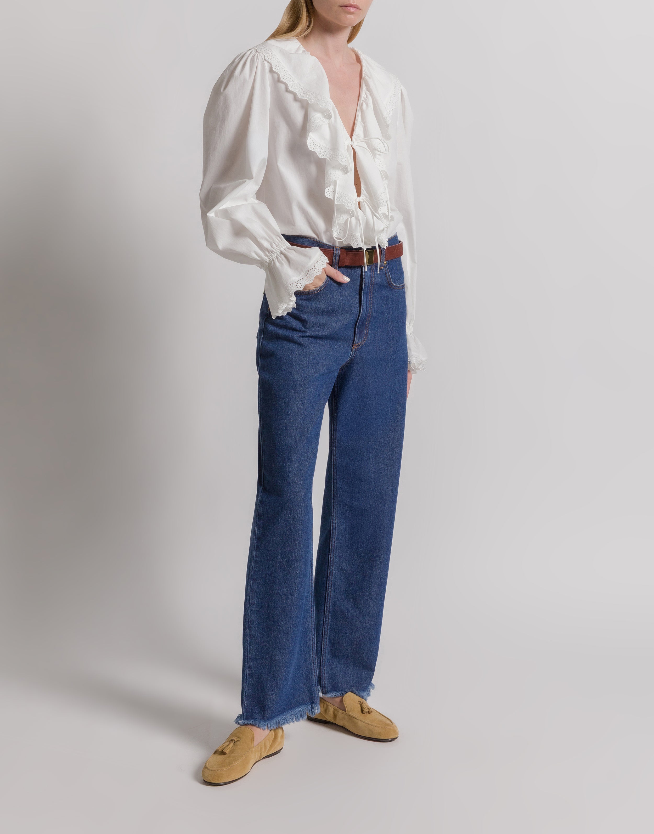 Poplin blouse with ruffles | Alberta Ferretti