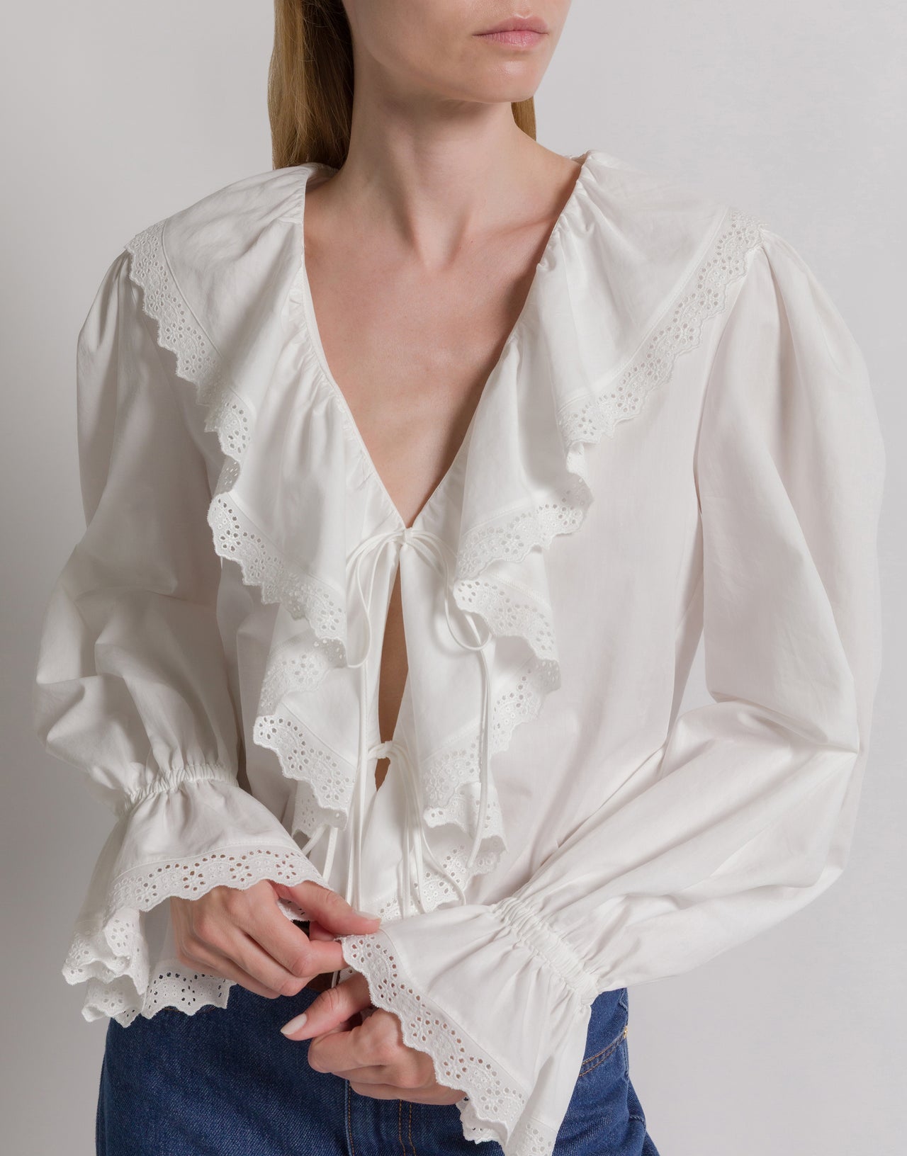 Poplin blouse with ruffles White Alberta Ferretti Boutique Online 4
