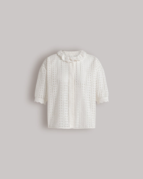 Cotton Sangallo shirt Ivory Alberta Ferretti Boutique Online 0