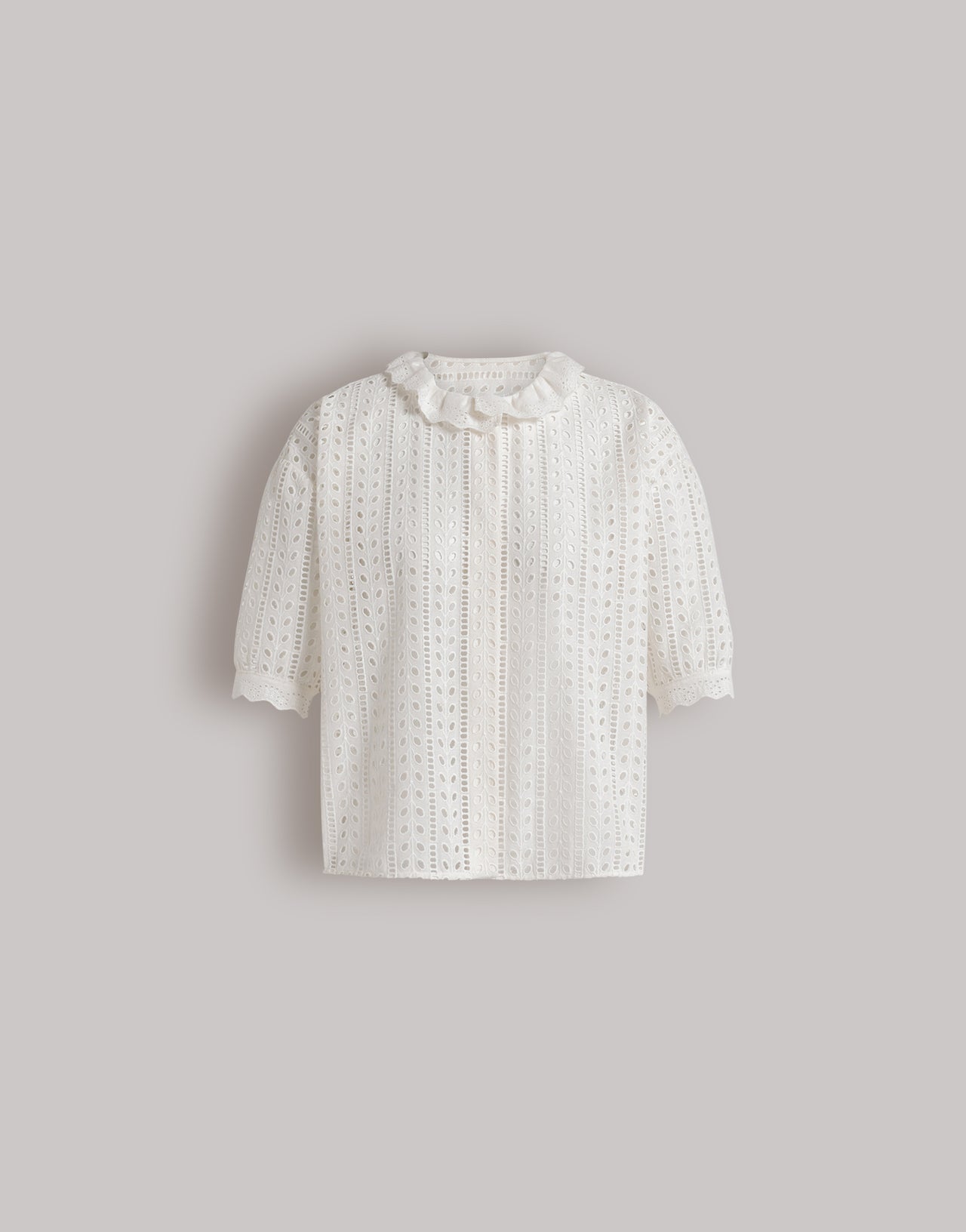 Cotton Sangallo shirt Ivory Alberta Ferretti Boutique Online 1