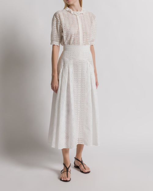 Cotton Sangallo shirt Ivory Alberta Ferretti Boutique Online 1