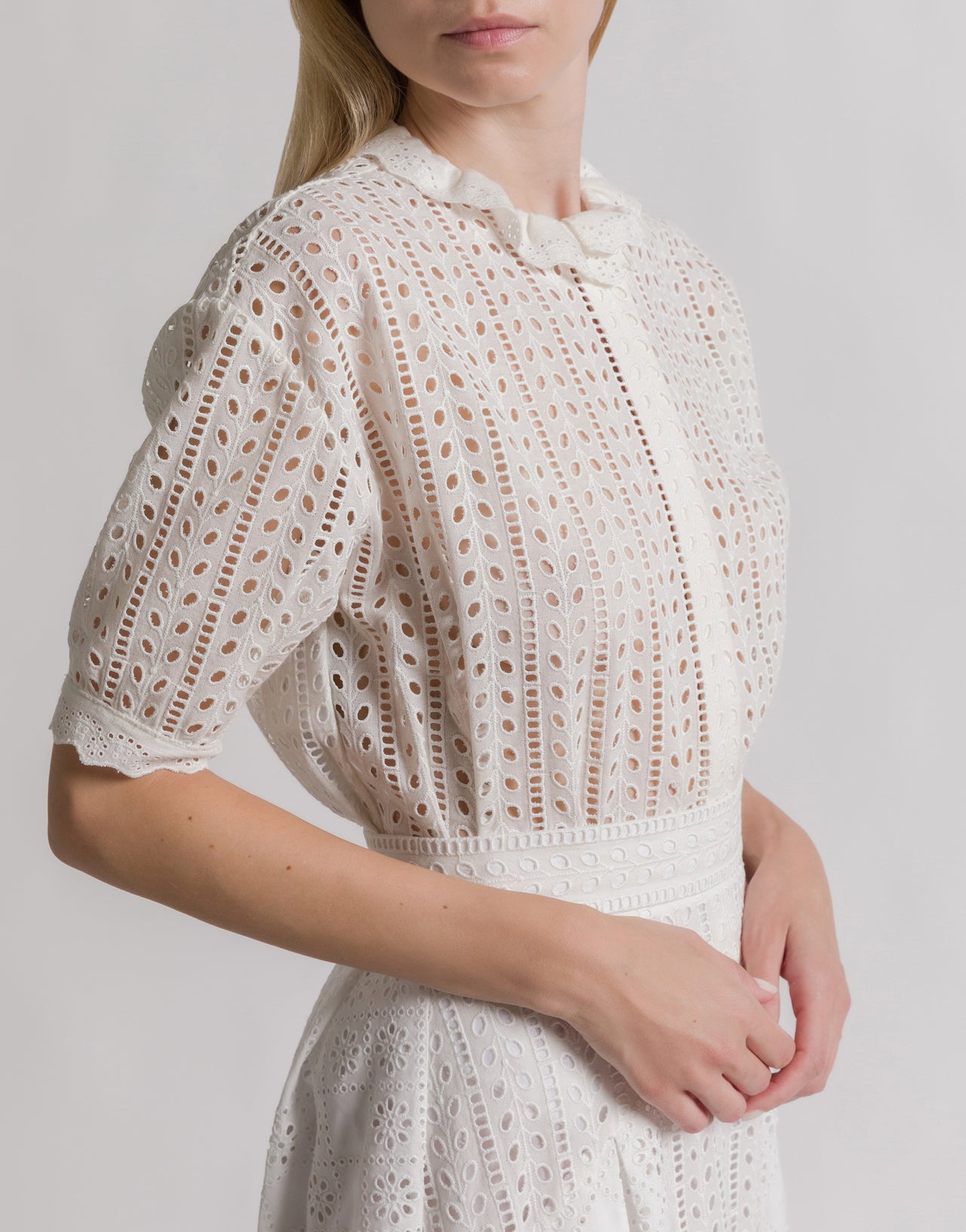 Cotton Sangallo shirt Ivory Alberta Ferretti Boutique Online 4