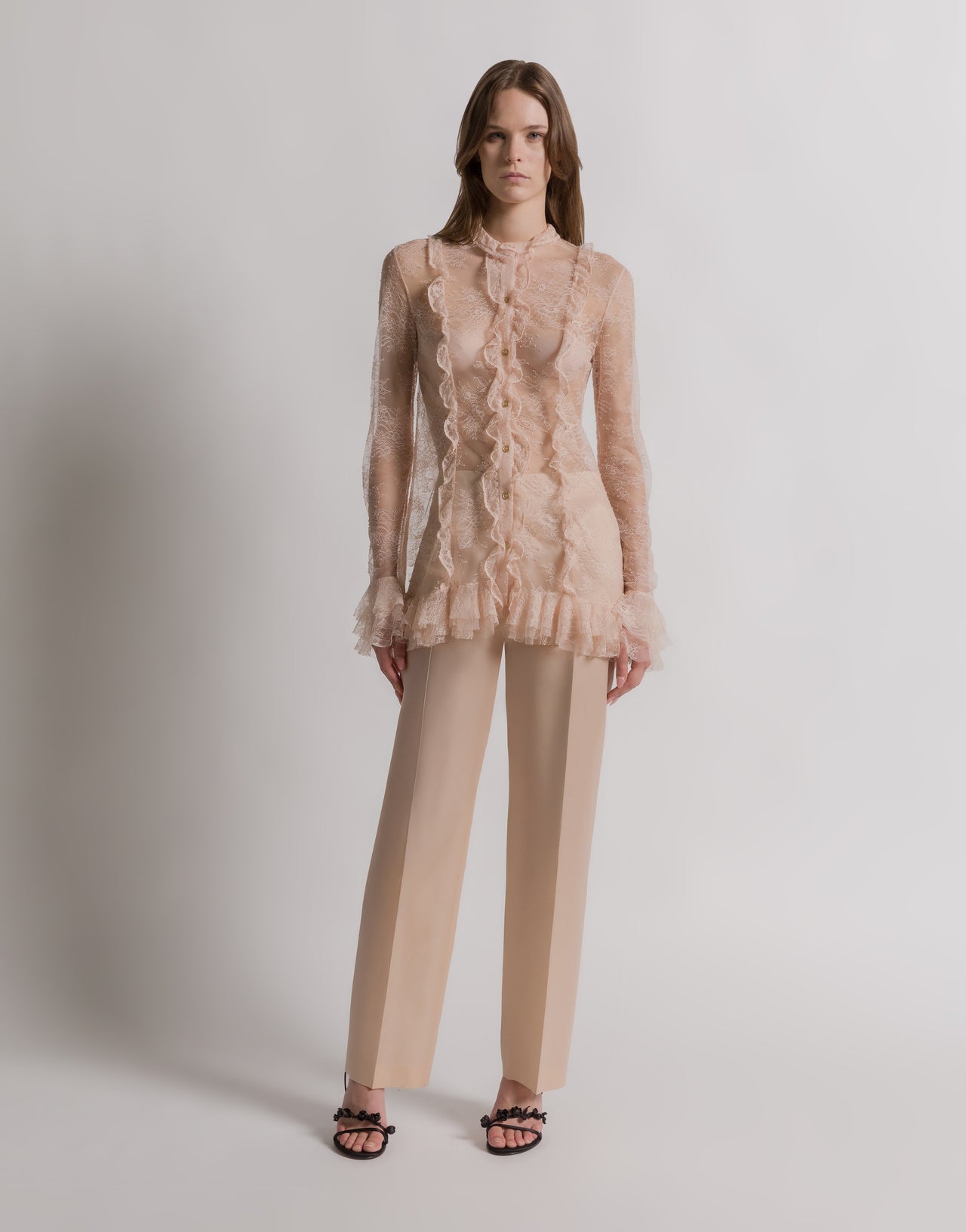 Blusa in pizzo trasparente Rosa Alberta Ferretti Boutique Online 1