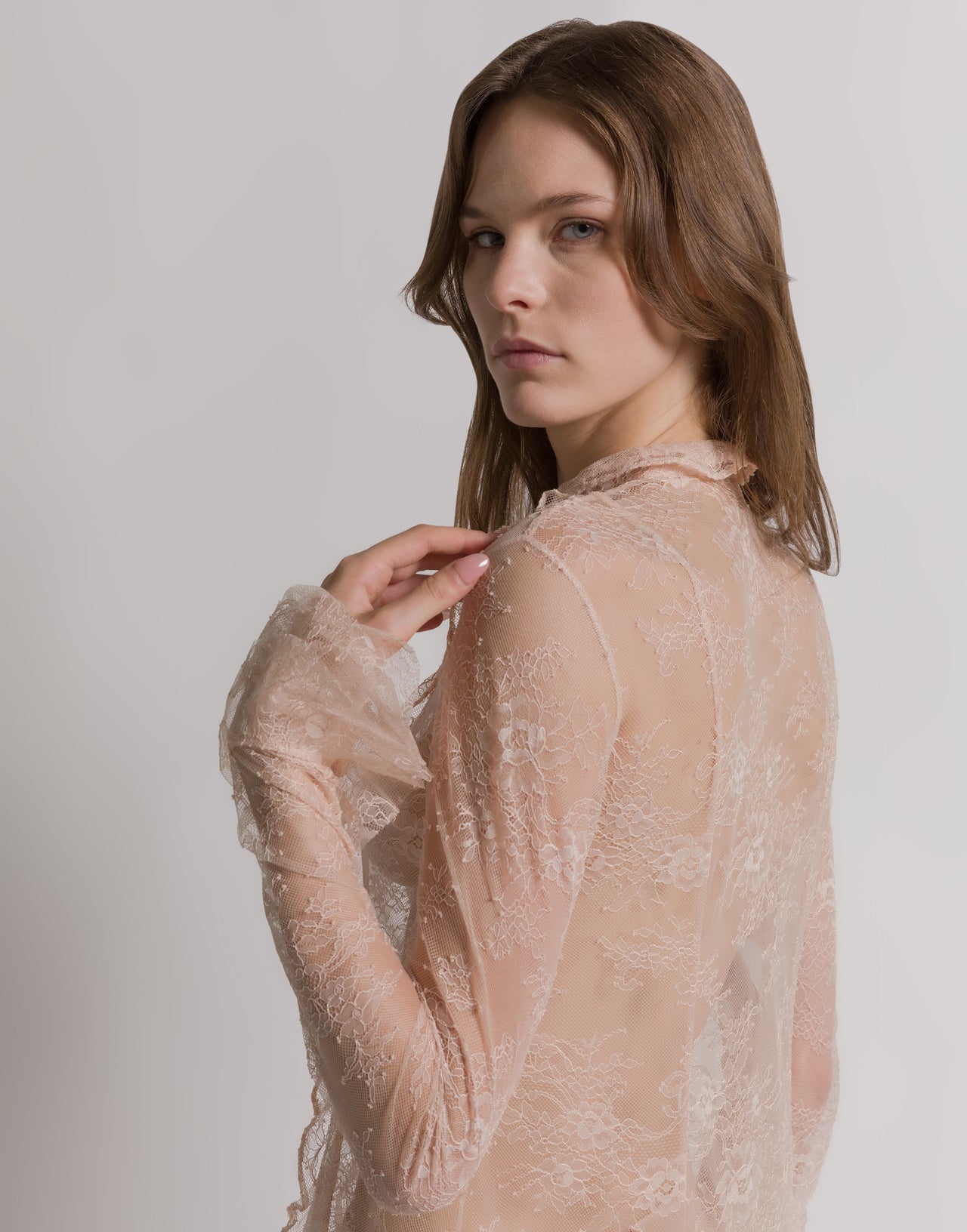 Blusa in pizzo trasparente Rosa Alberta Ferretti Boutique Online 3