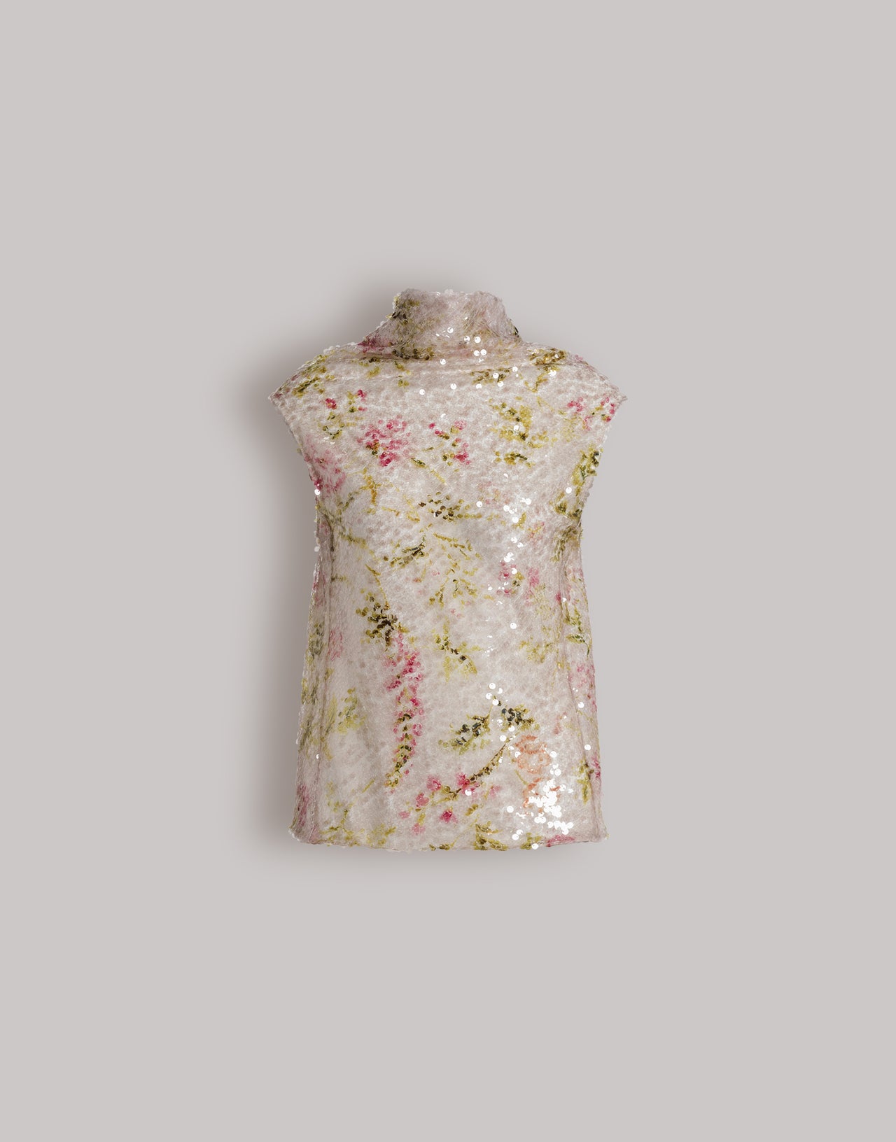 Sequined top with floral motif Ivory Alberta Ferretti Boutique Online 1