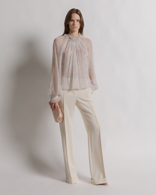 Chiffon blouse with floral print Ivory Alberta Ferretti Boutique Online 1