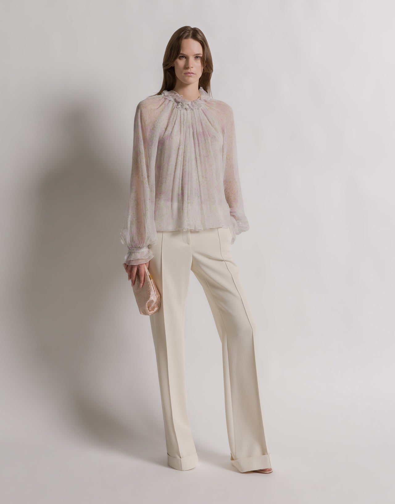 Blusa de gasa con estampado floral Marfil Alberta Ferretti Boutique Online 2