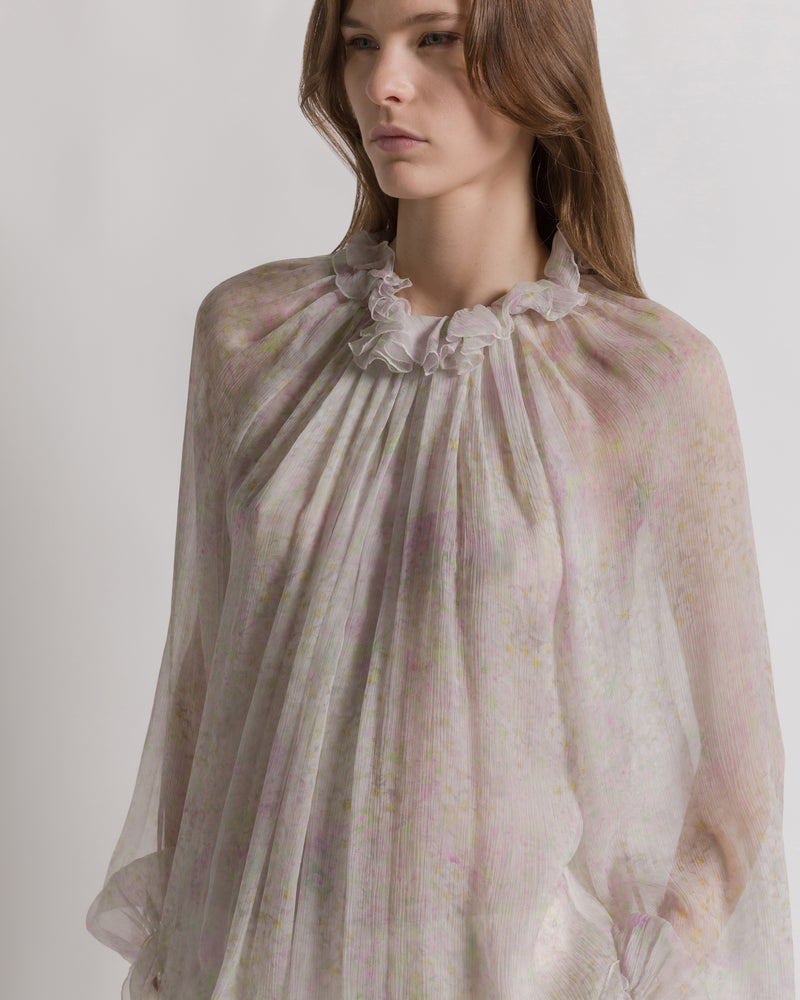 Chiffon blouse with floral print Ivory Alberta Ferretti Boutique Online 0