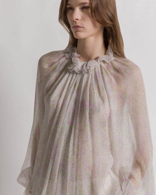 Chiffon blouse with floral print Ivory Alberta Ferretti Boutique Online 0