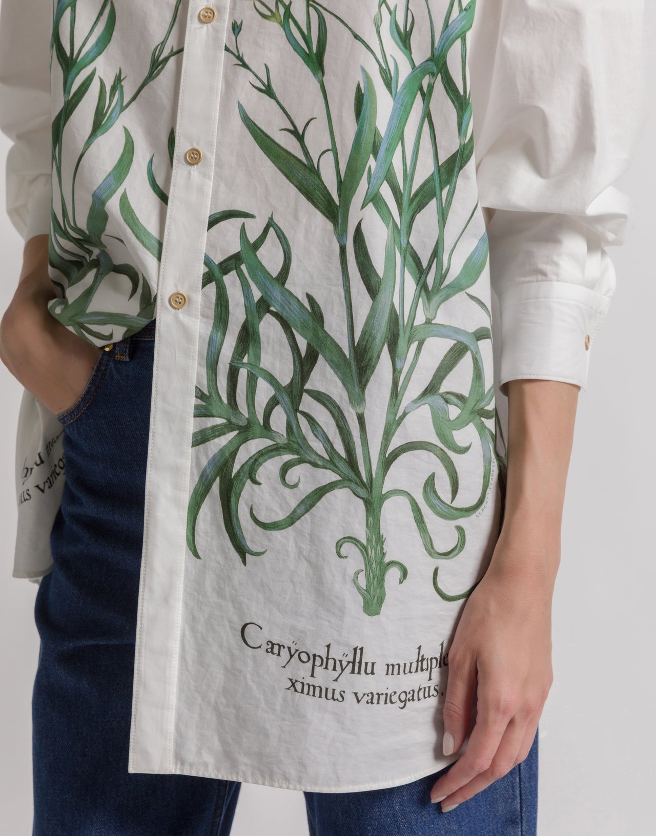 Camicia in cotone con stampa Herbarium Bianco Alberta Ferretti Boutique Online 4