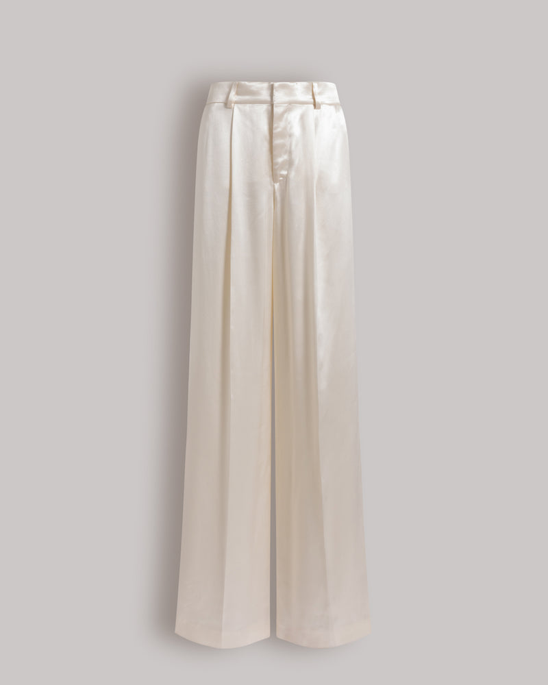 Shiny satin trousers Ivory Alberta Ferretti Boutique Online 0