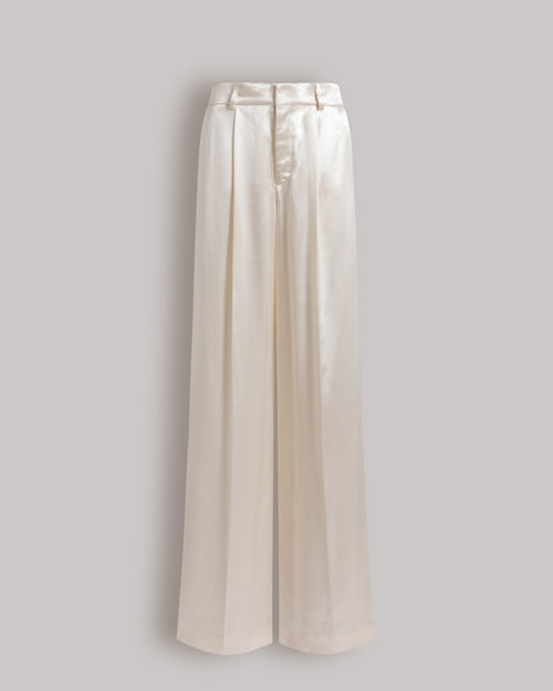 Shiny satin trousers Ivory Alberta Ferretti Boutique Online 0