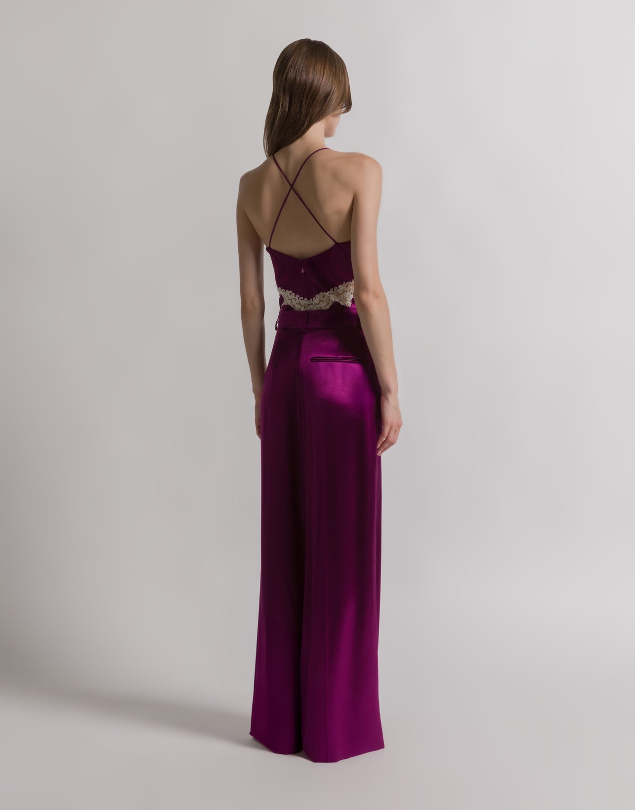 Pantalon en satin brillant Violet Alberta Ferretti Boutique Online 2
