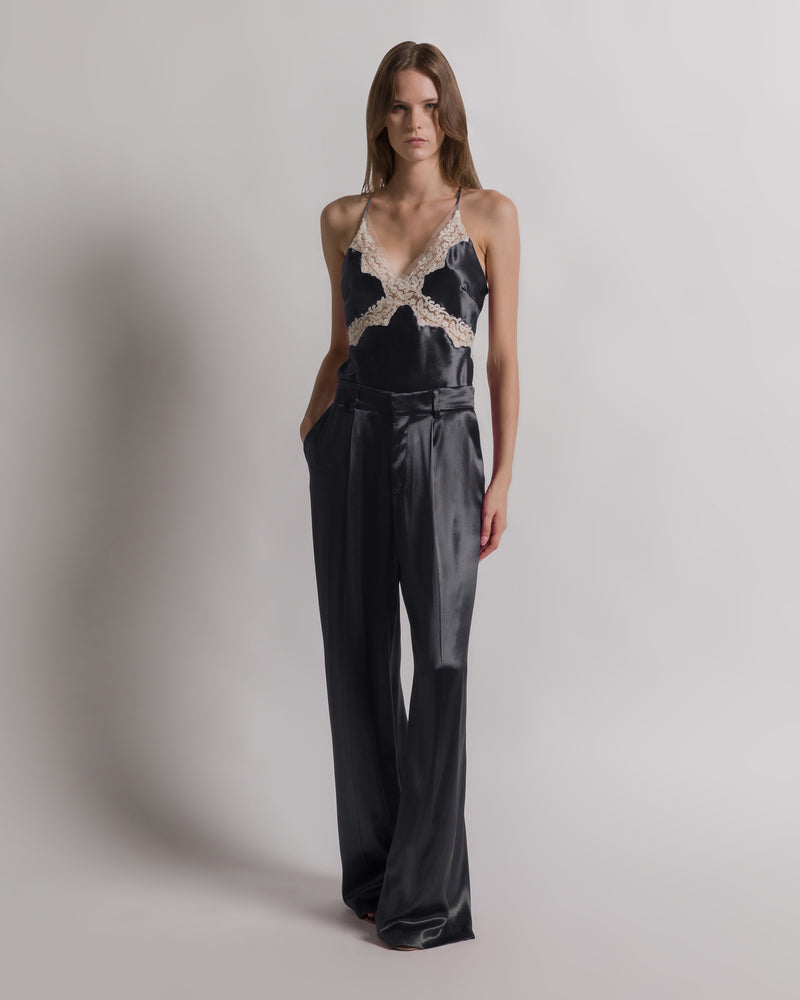Shiny satin trousers Black Alberta Ferretti Boutique Online 1