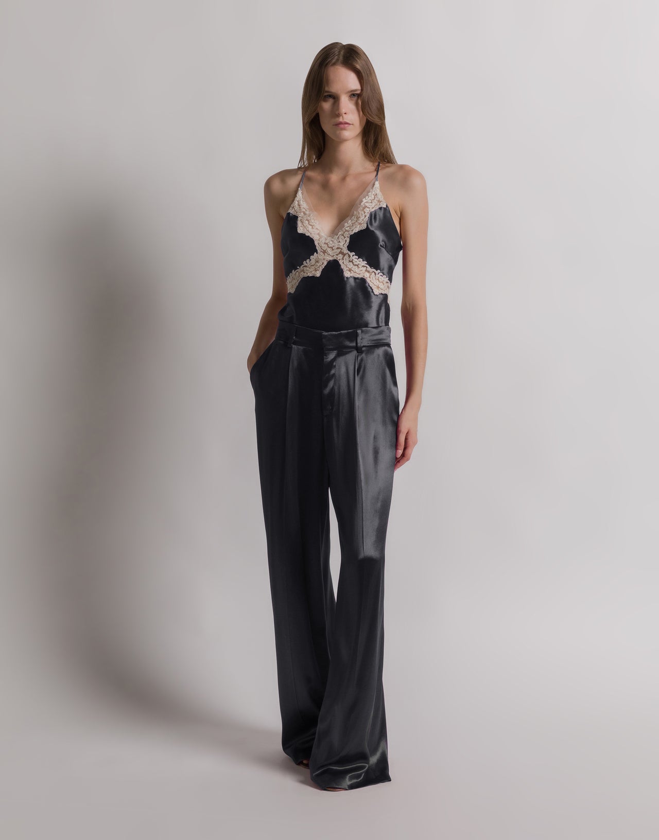 Shiny satin trousers Black Alberta Ferretti Boutique Online 2
