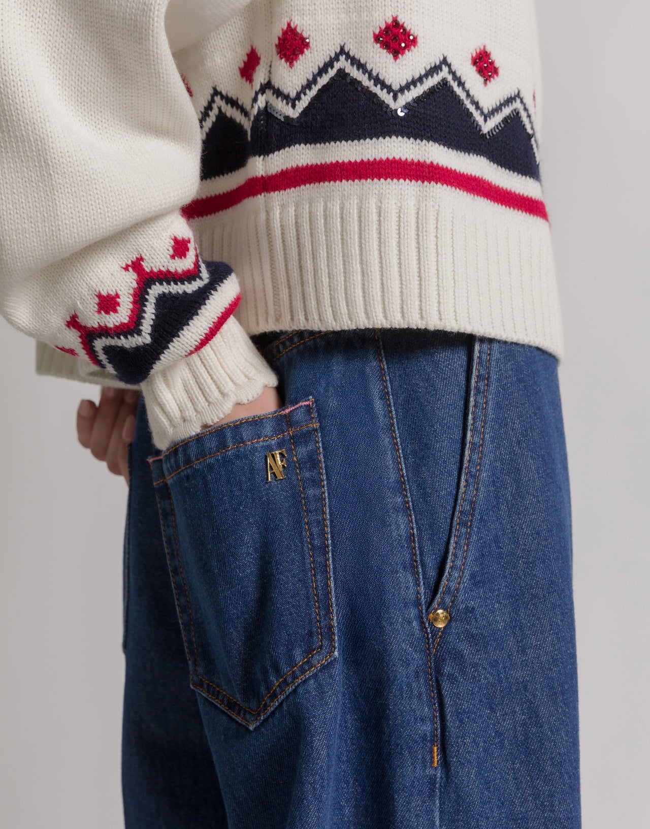 Jeans a gamba larga Blu Alberta Ferretti Boutique Online 4