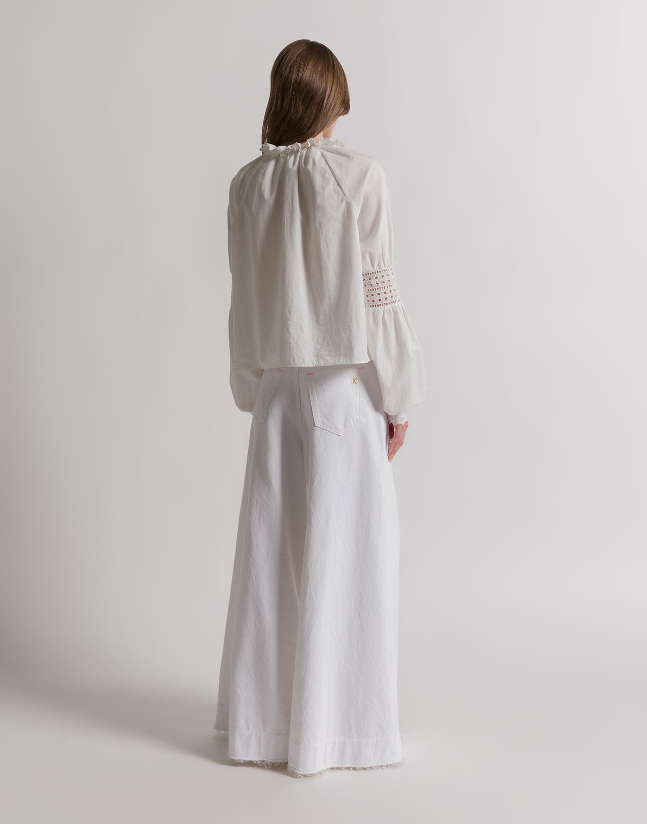 Pantaloni in denim a gamba larga Bianco Alberta Ferretti Boutique Online 2