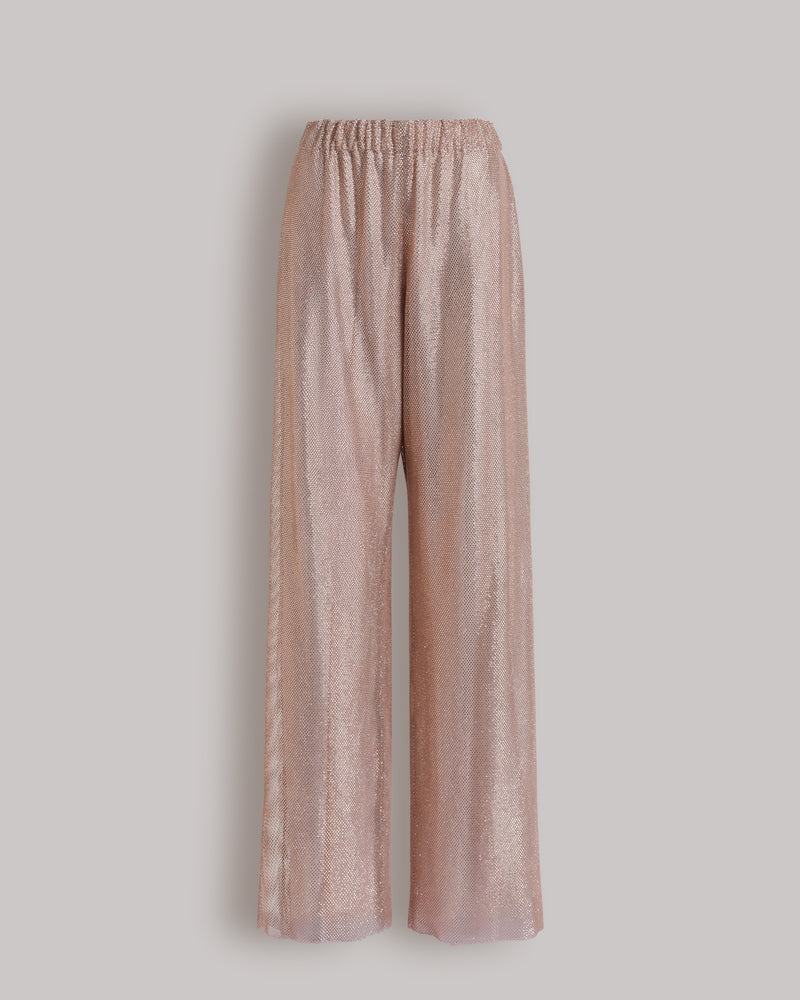 Pantaloni a gamba larga in micro strass Rosa Alberta Ferretti Boutique Online 0