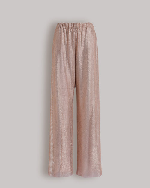 Micro-rhinestone wide-leg trousers Pink Alberta Ferretti Boutique Online 0