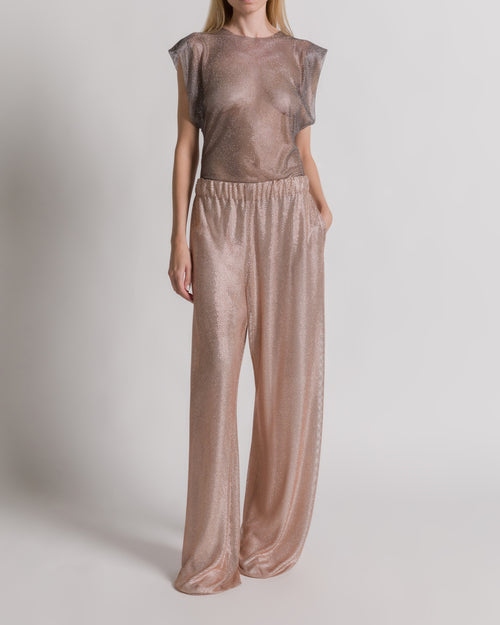 Micro-rhinestone wide-leg trousers Pink Alberta Ferretti Boutique Online 1