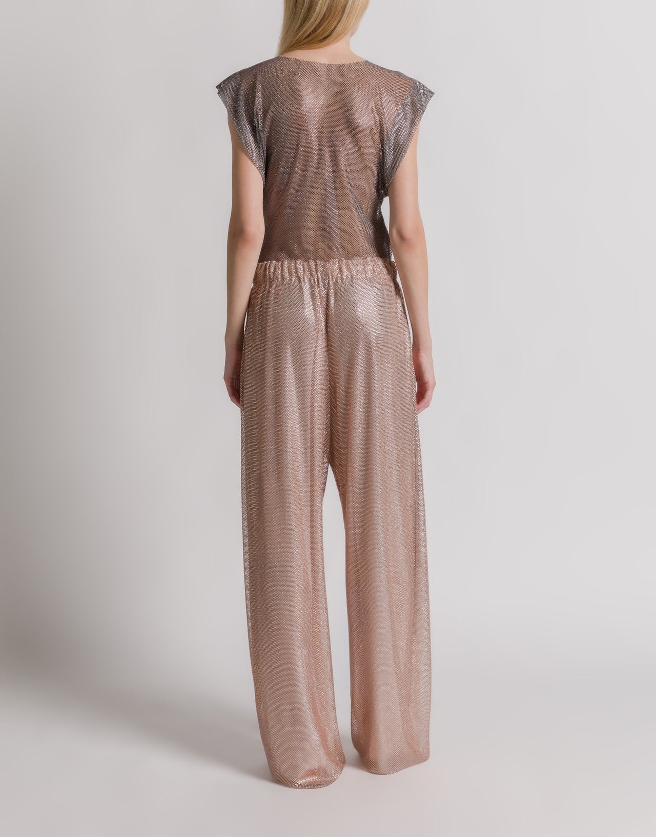 Micro-rhinestone wide-leg trousers ピンク Alberta Ferretti Boutique Online 3