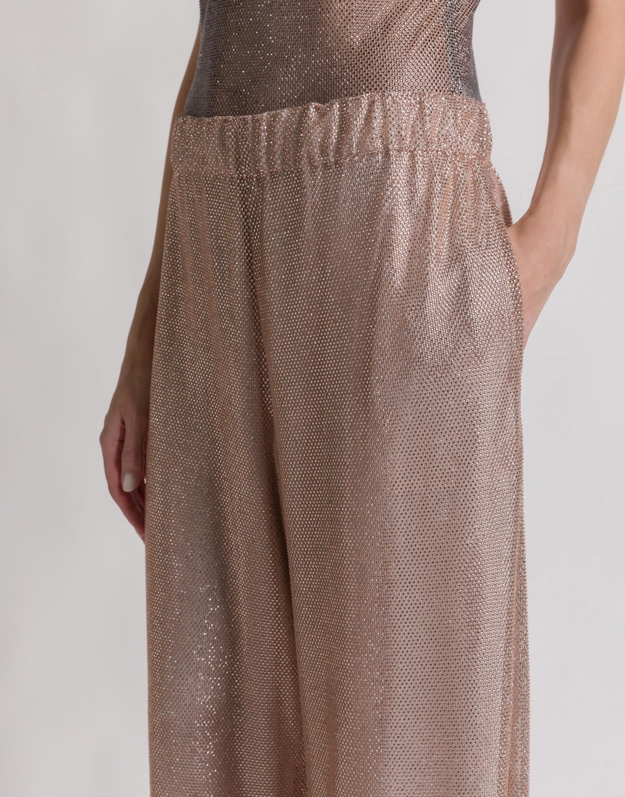Micro-rhinestone wide-leg trousers ピンク Alberta Ferretti Boutique Online 4