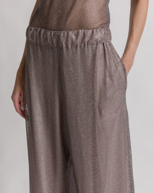 Micro-rhinestone wide-leg trousers