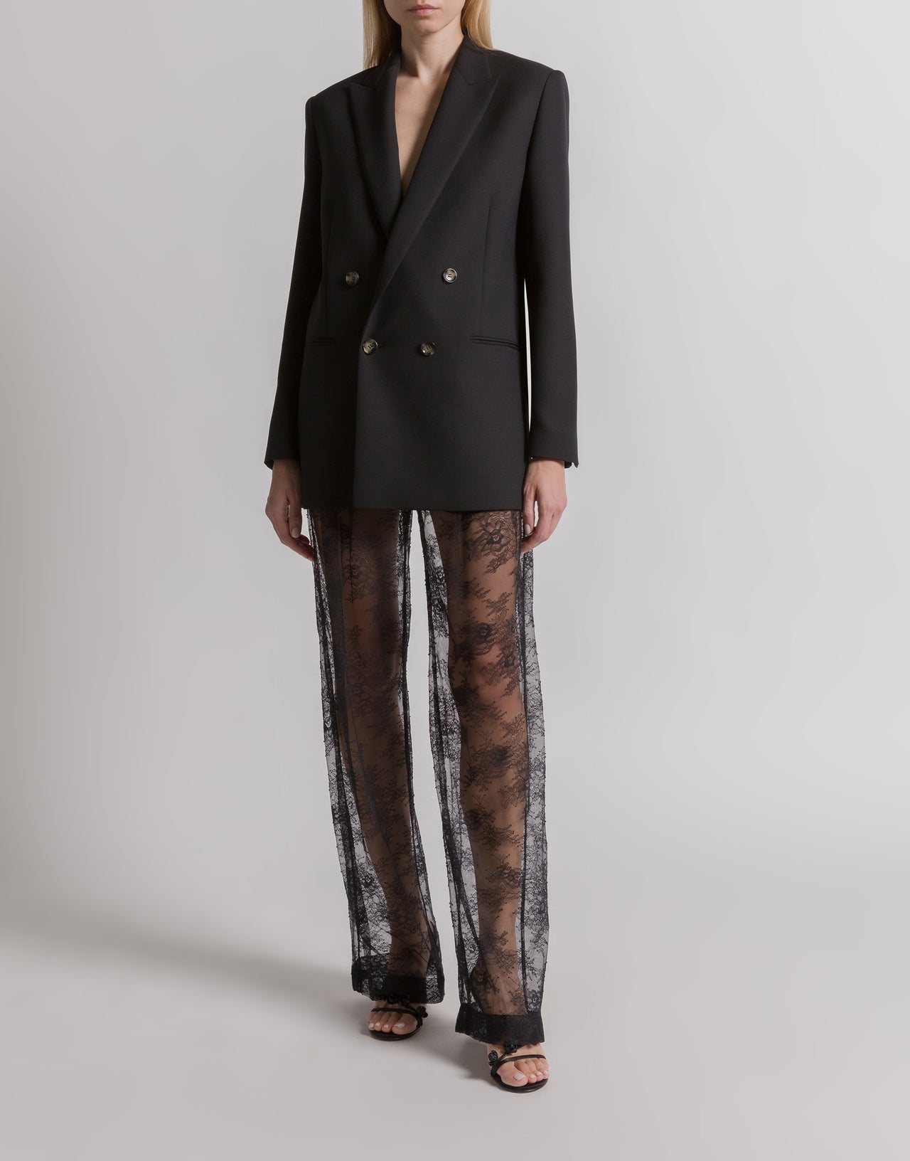 Pantaloni trasparenti in pizzo Nero Alberta Ferretti Boutique Online 2