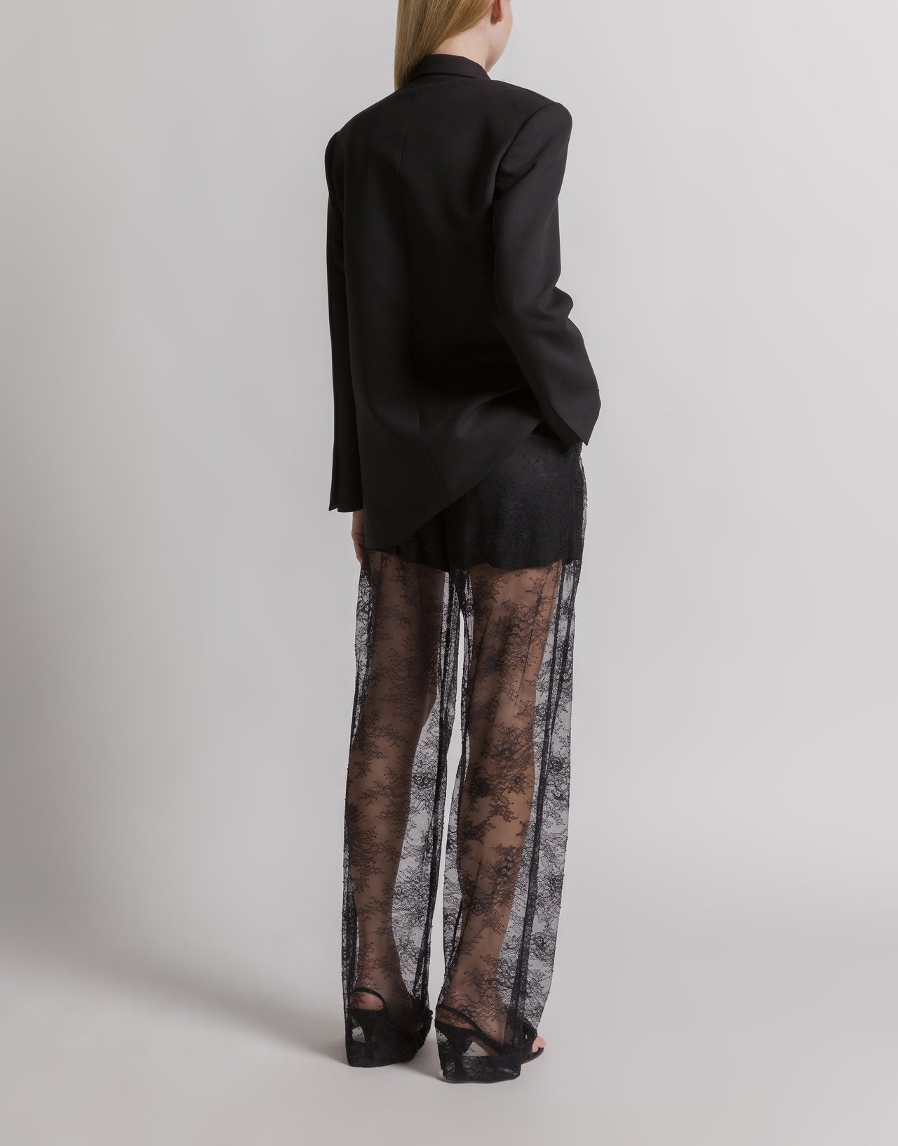 Pantaloni trasparenti in pizzo Nero Alberta Ferretti Boutique Online 3