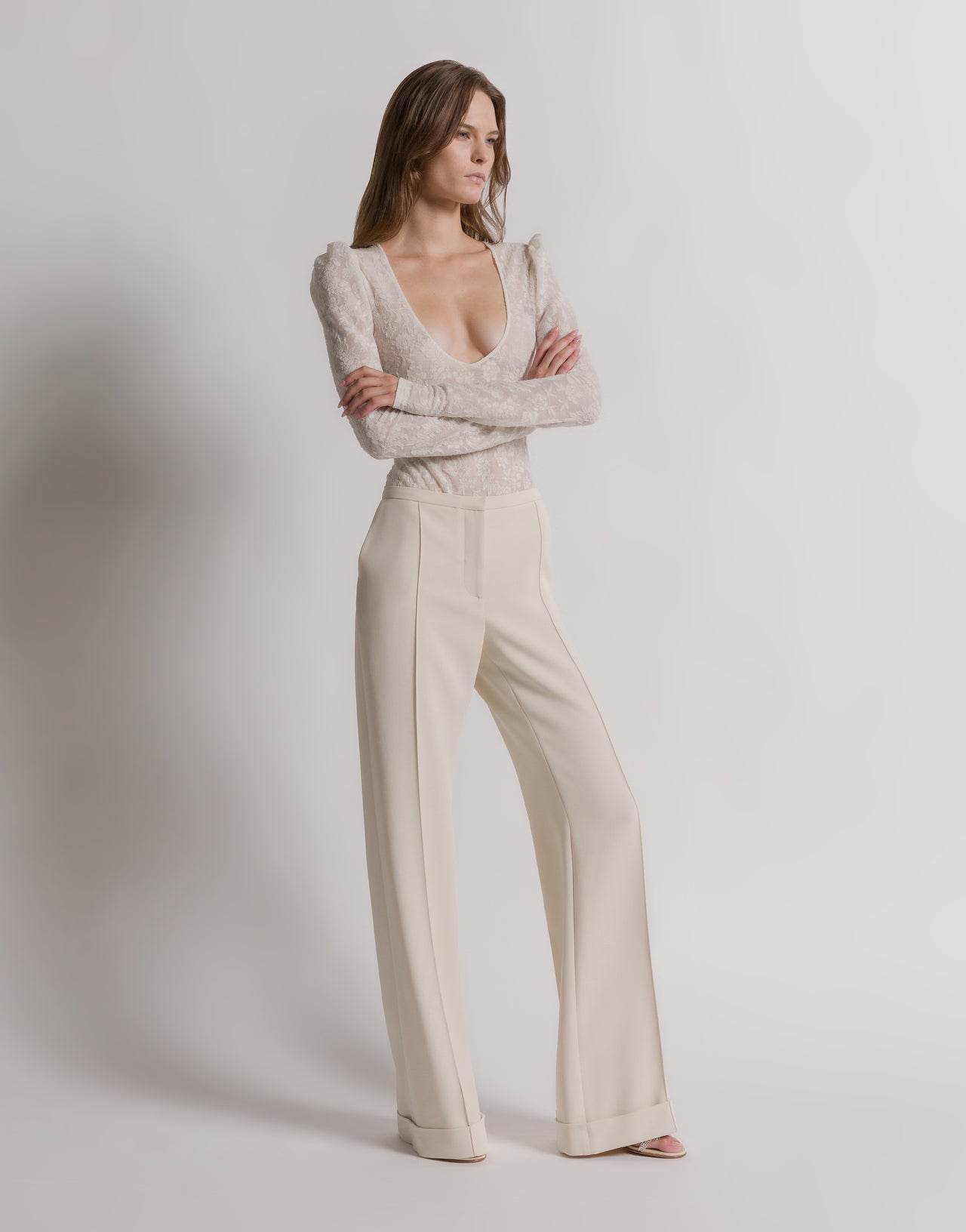 Pantalon habillé en cady Blanc Alberta Ferretti Boutique Online 2