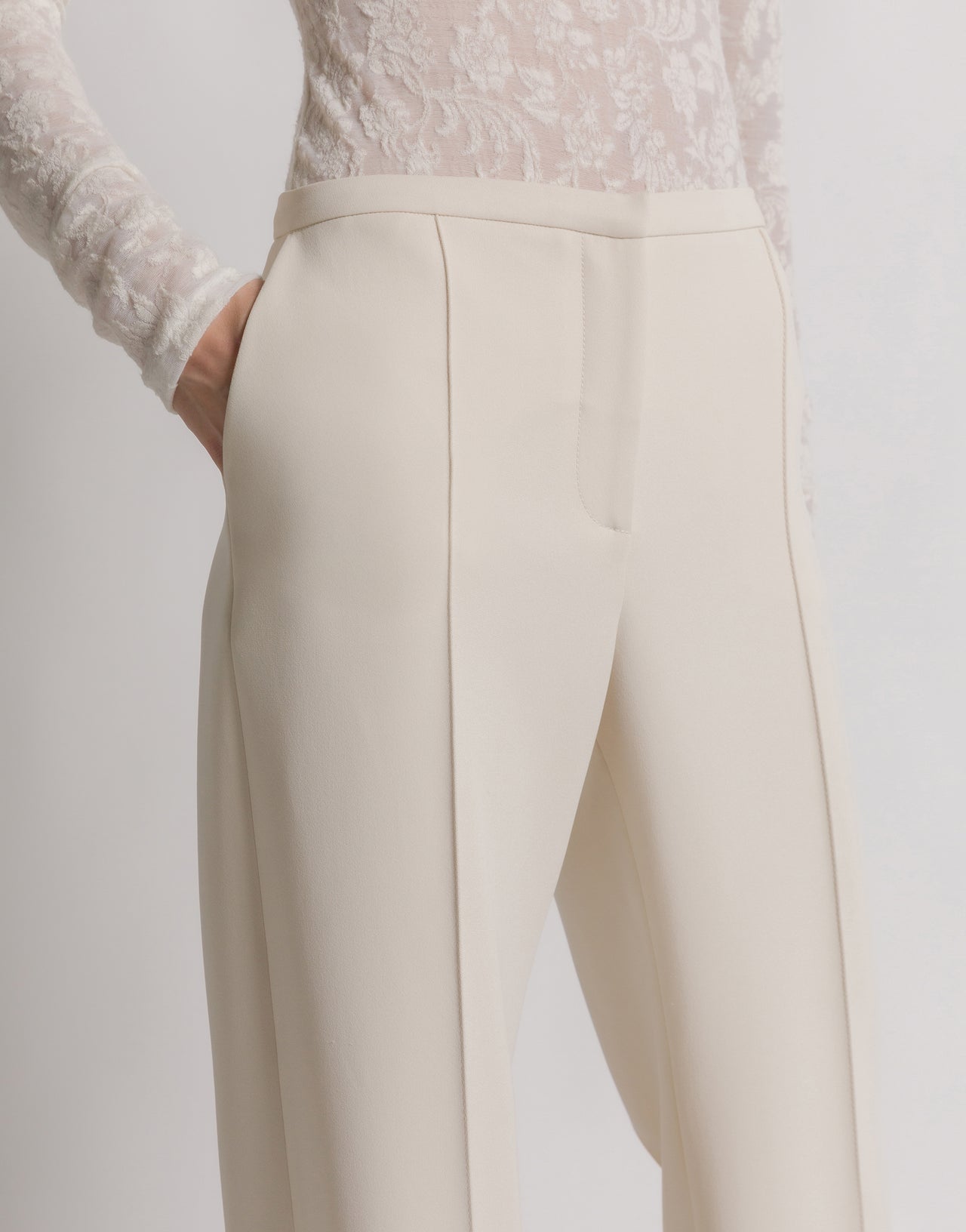 Pantalon habillé en cady Blanc Alberta Ferretti Boutique Online 4