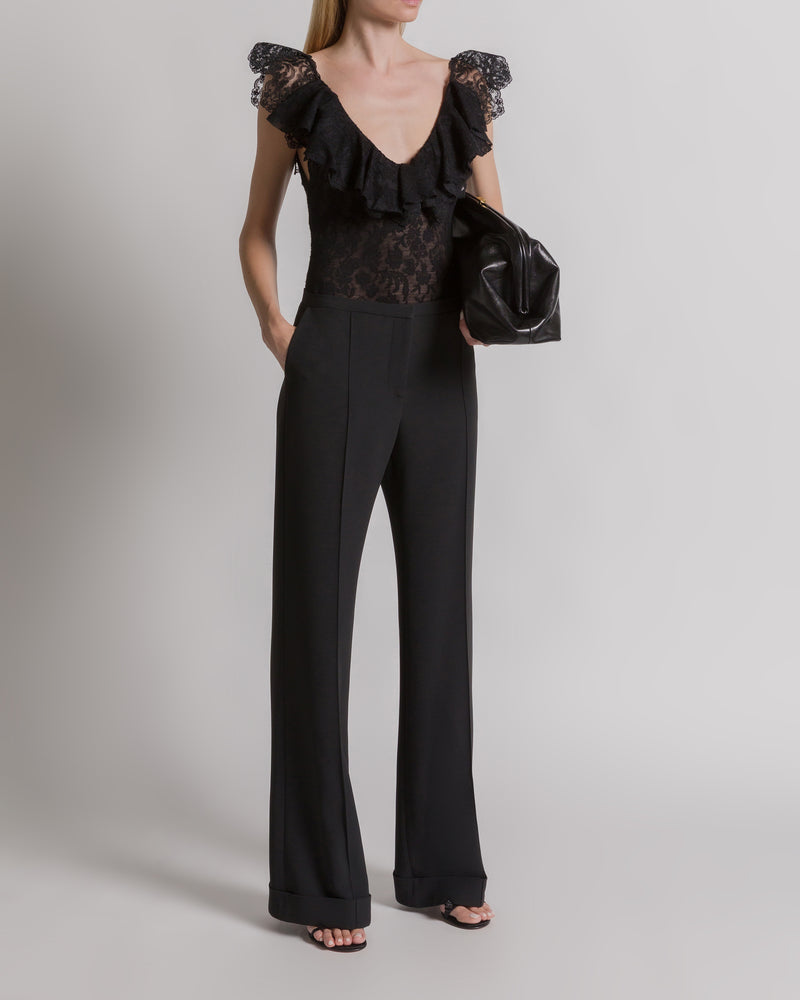 Tropical wool bootcut trousers Black Alberta Ferretti Boutique Online 1