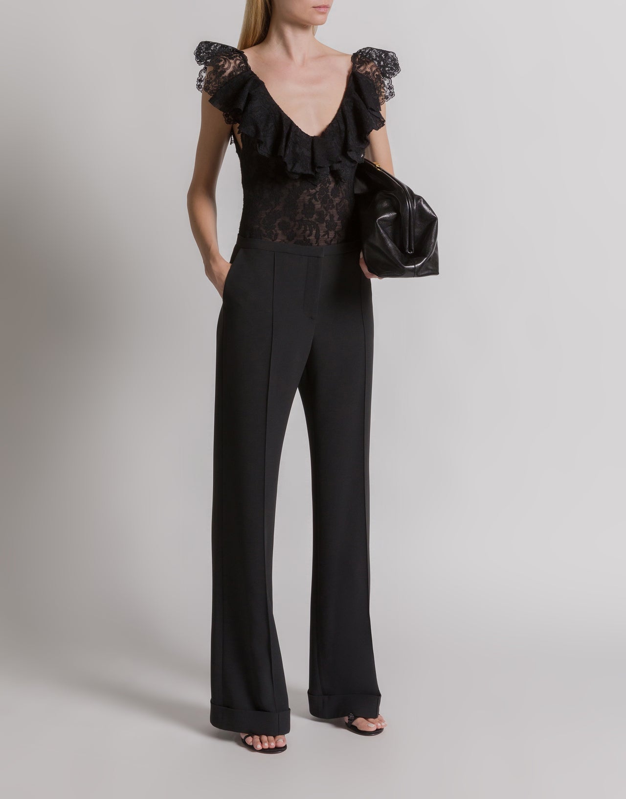 Tropical wool bootcut trousers Black Alberta Ferretti Boutique Online 2