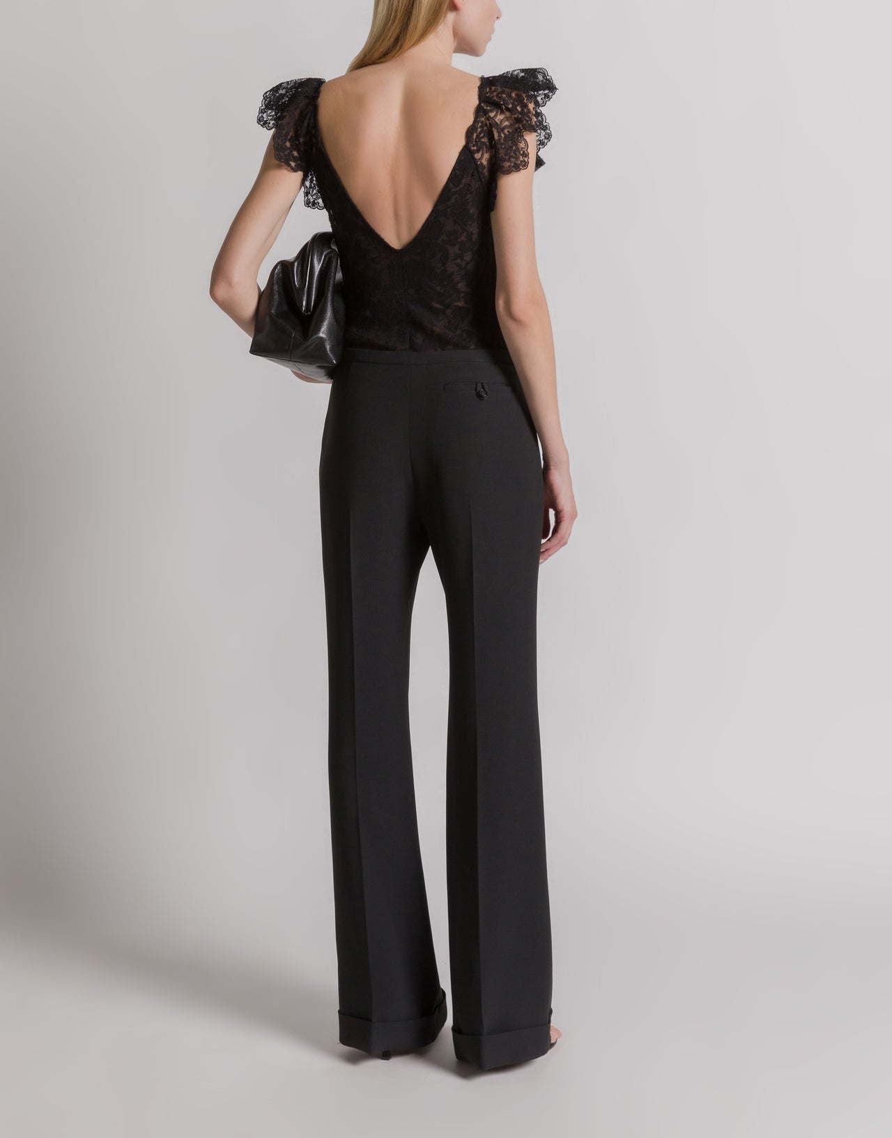 Tropical wool bootcut trousers Black Alberta Ferretti Boutique Online 3