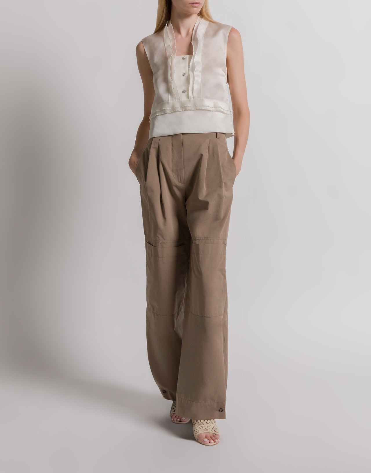 Cotton utility trousers Brown Alberta Ferretti Boutique Online 2