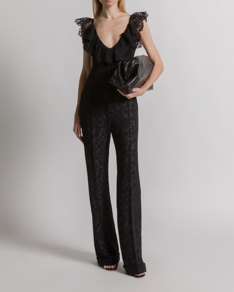Wool lace trousers Black Alberta Ferretti Boutique Online 1